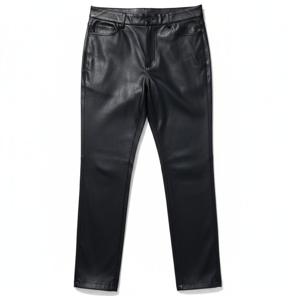 LOFT Vegan Leather Trouser‎ Black Dress Pant Women's Size 8P NWT